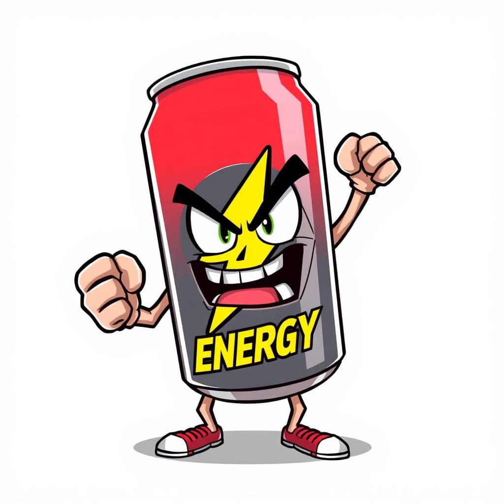 Angry Energy Drink Cartoon Character