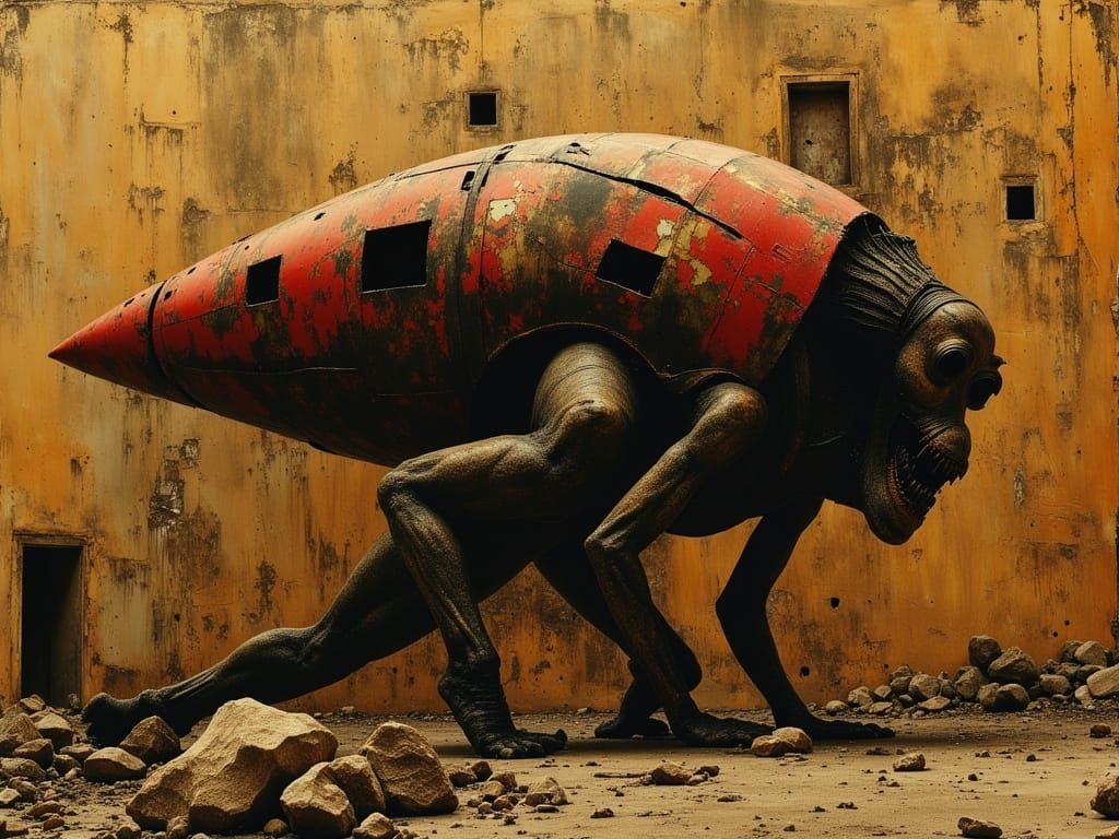 Ethereal Utopian World, Tragic Figure in Sepia