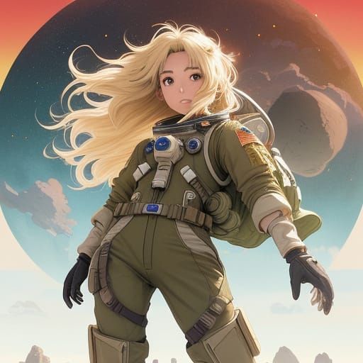 Studio Ghibli-Inspired Astronaut Explores Alien Planet