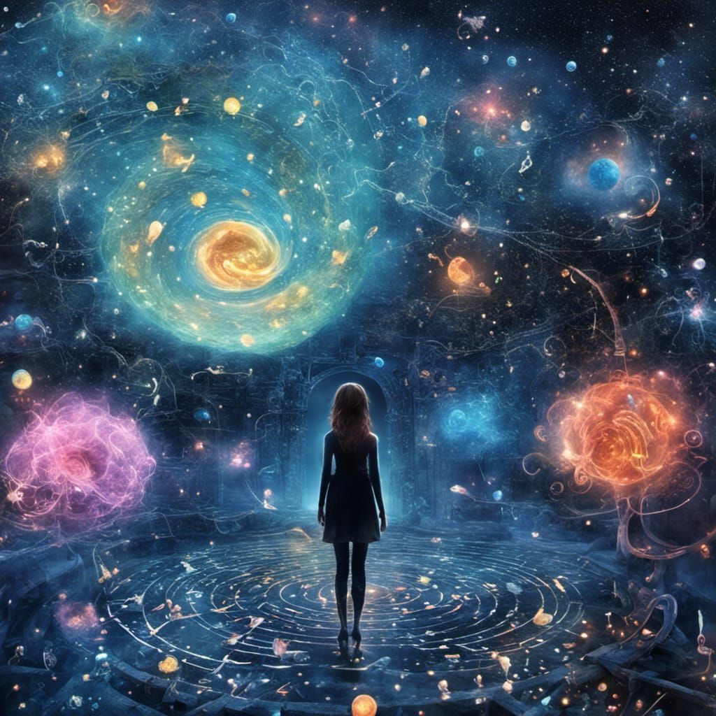 Surreal Star Portal with Woman Silhouette