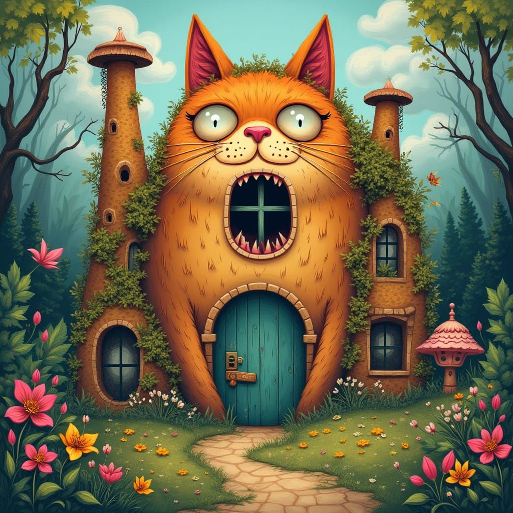 Whimsical Feline-Inspired Abode in Fantastical Style