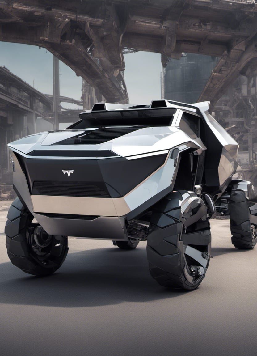 Tesla Cybertruck as Decepticon Transformer in Chrome