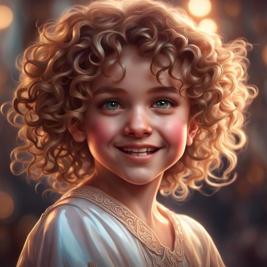 Smiling Angel Portrait in Hyperdetailed Digital Art
