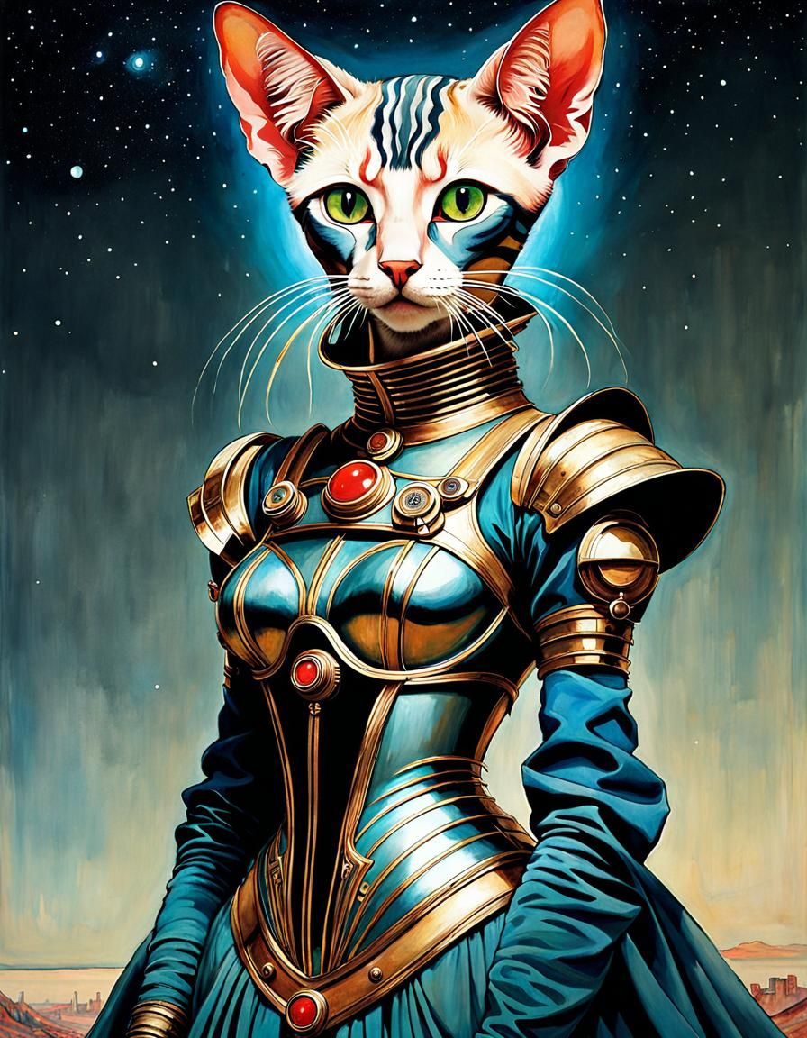 Pretty anthropomorphic female cat