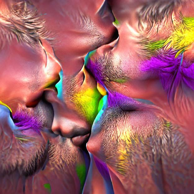 Affectionate Embrace: Two Men in Vibrant 8K
