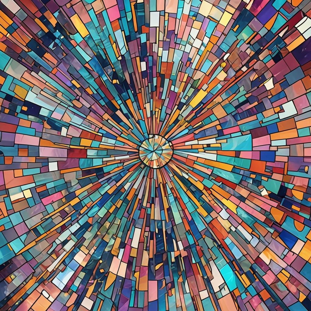 Stained Glass Abstract Art in 3D Style