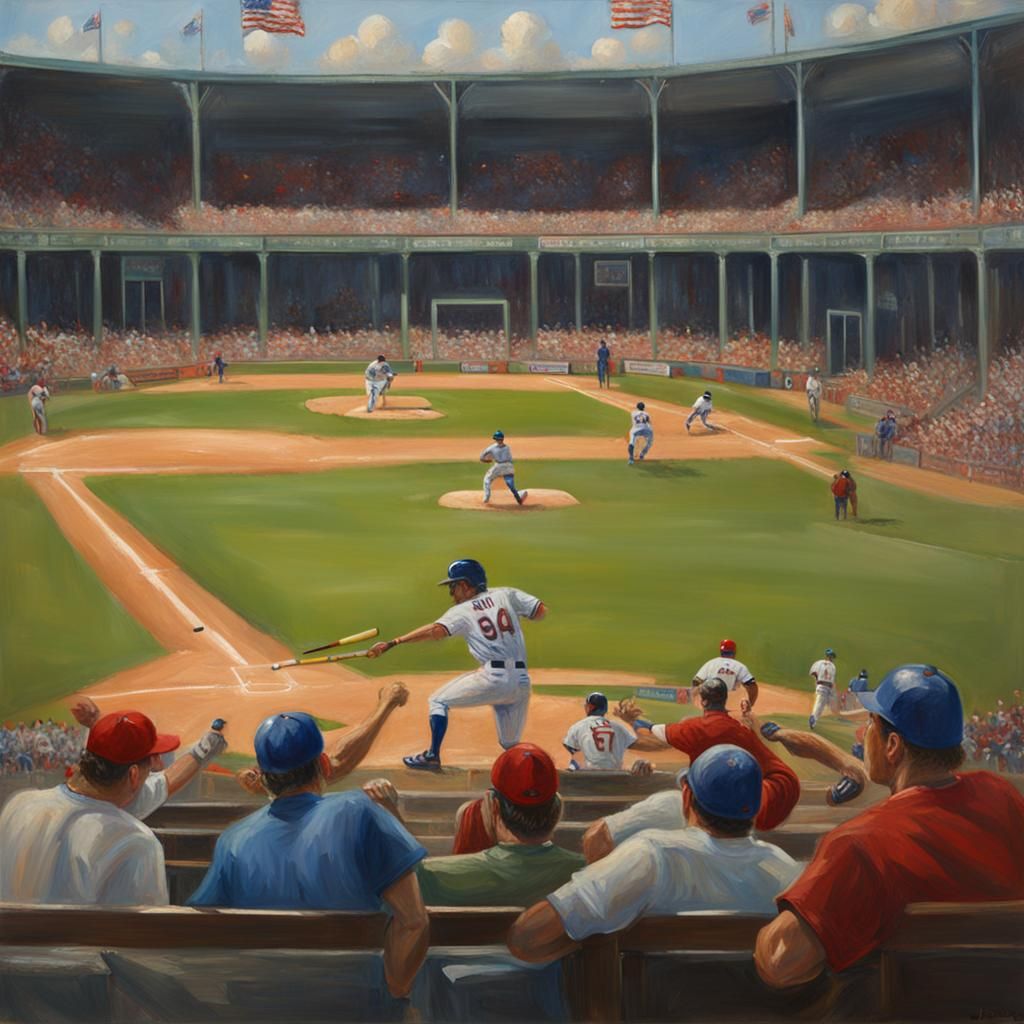 Baseball Game in Unreal Engine 5 as Oil Painting