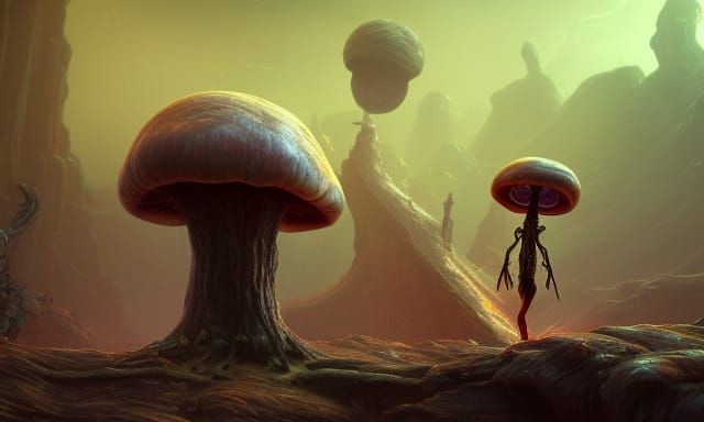 Floating Mushroom Alien Landscape