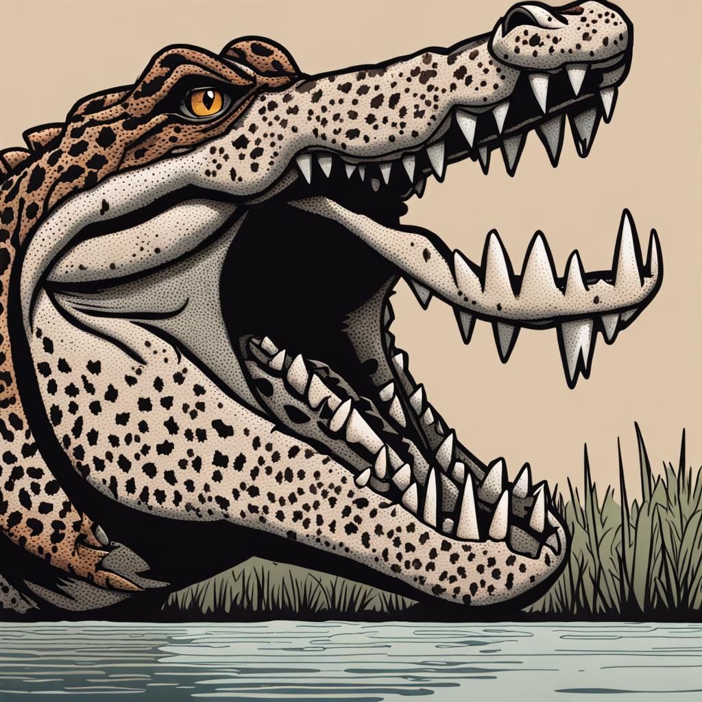 Leopard Skin Crocodile at the Lake