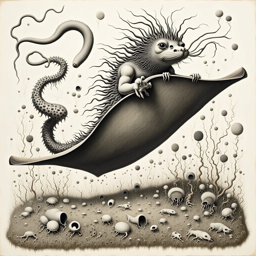 Yoga Mat in Surreal Ink Wash Landscape