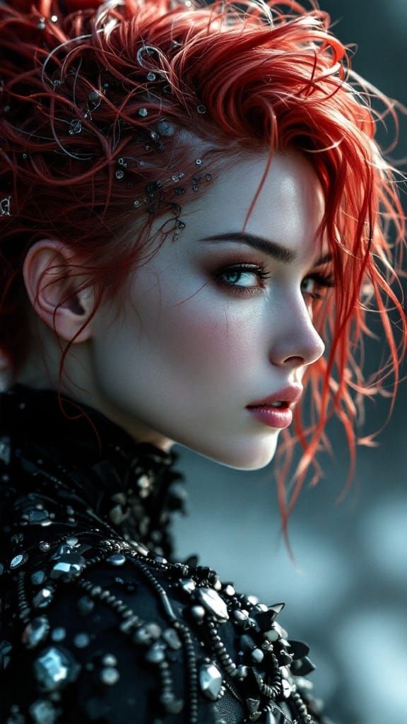 Portrait of an Enchanting Futuristic Beauty