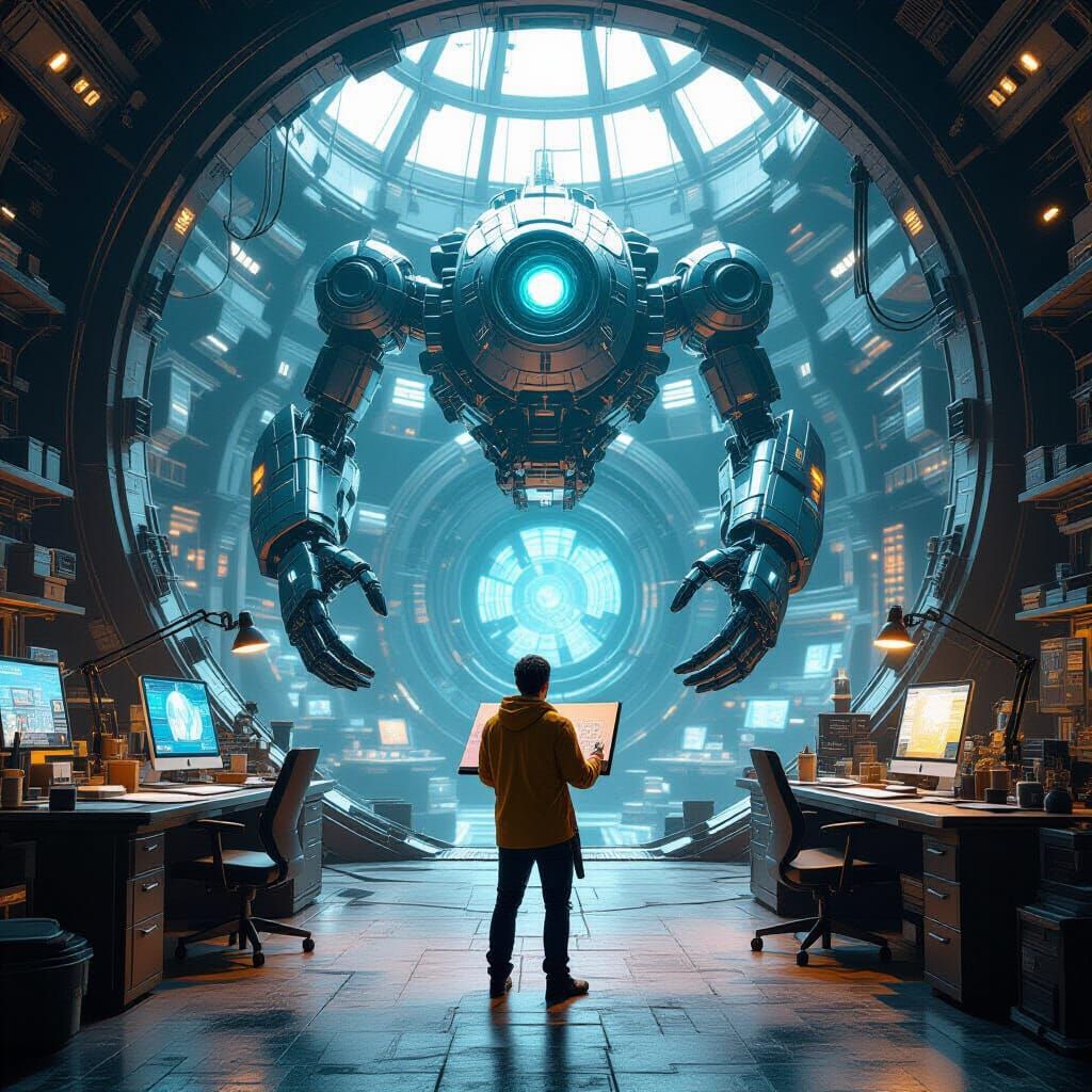 Epic Artist Studio in Sci-Fi Style