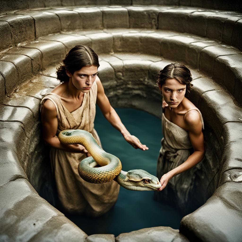 Ancient Bath with Women: Professional Portrait Photography