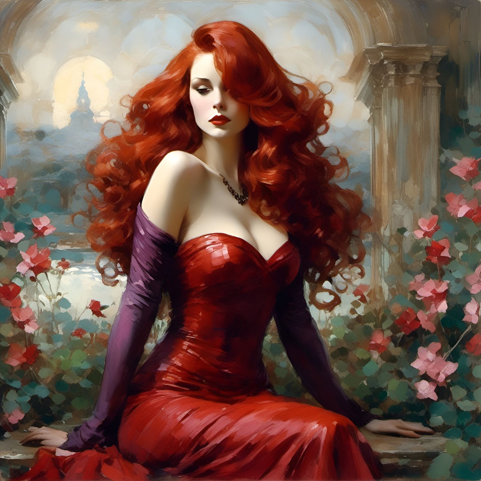 Jessica Rabbit in Waterhouse Style