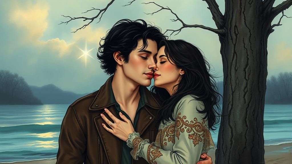 Young Woman and Lover in a Tender Moment