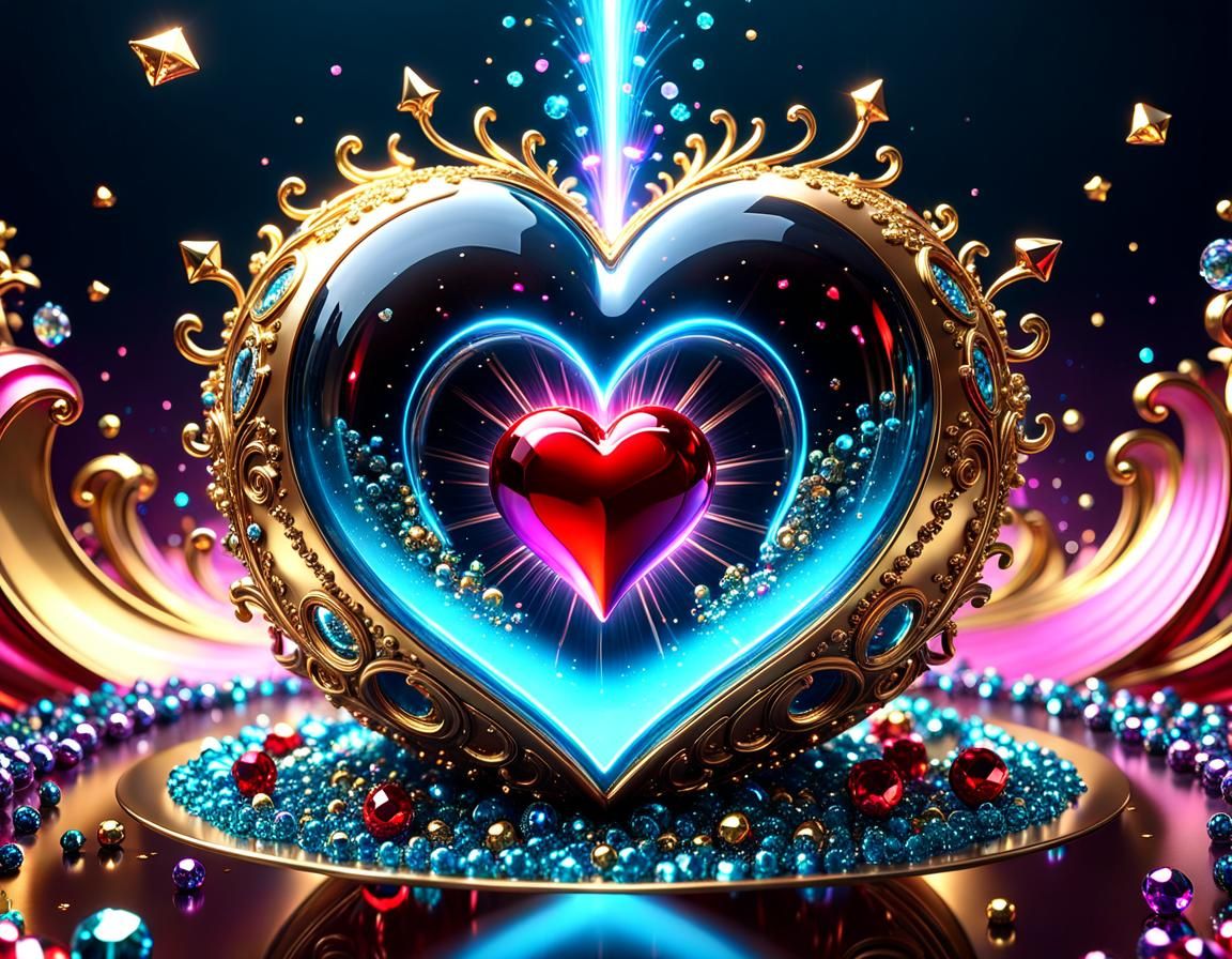 Epic 3D Love Bomb in Surreal Scene