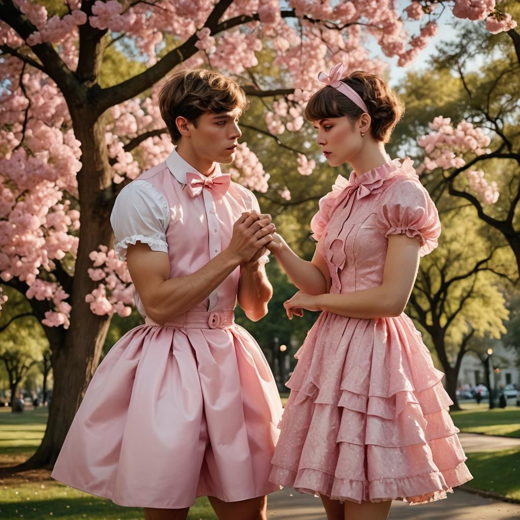 Boy in Pink Dress Gets Hand Kissed: Portrait