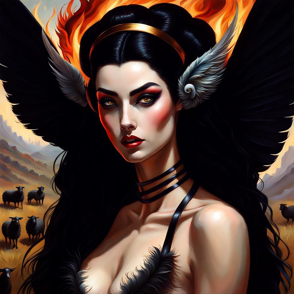 Demon Woman Portrait in Picasso Style