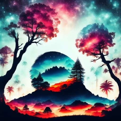 Lonely Monster in Dreamlike Landscape