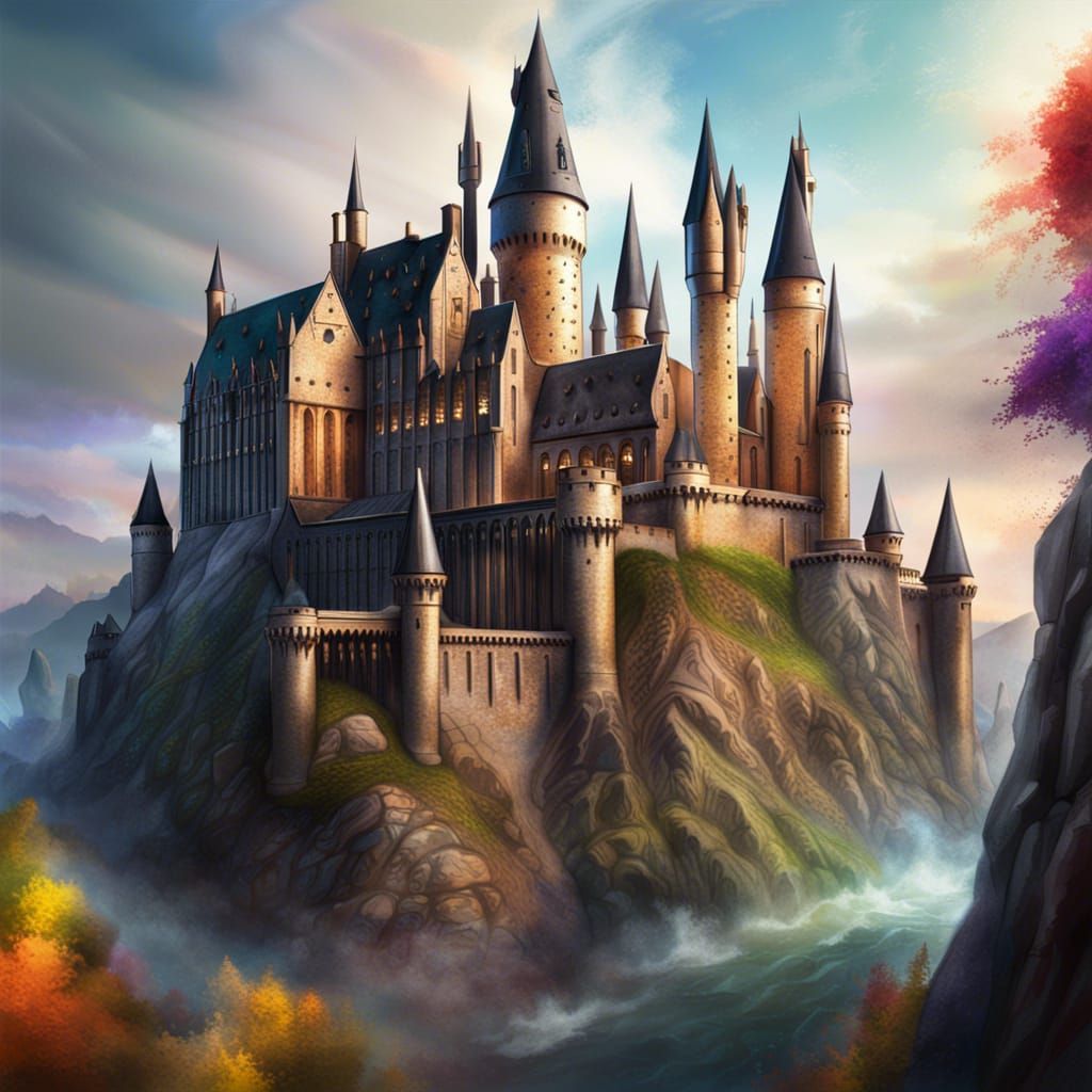 Detailed Realistic Hogwarts Castle Rendering