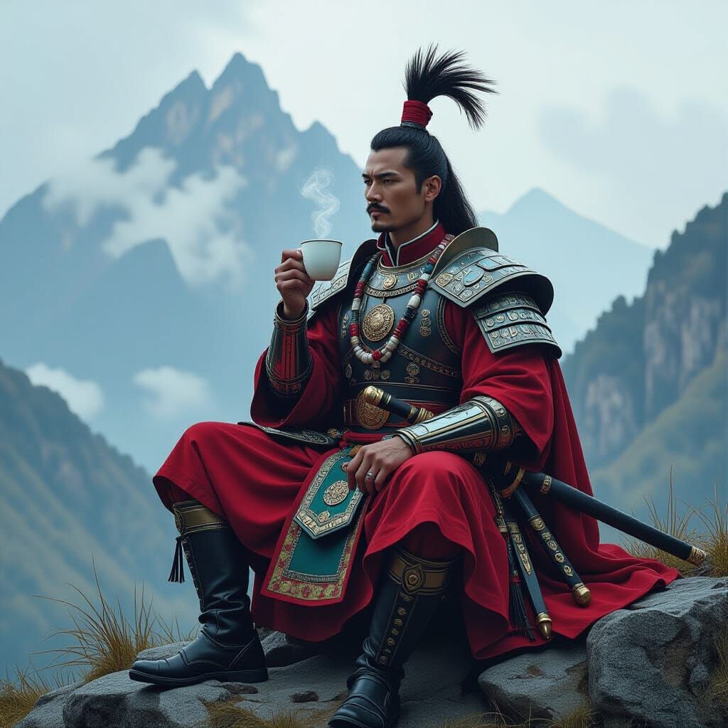 Prince Defending Ndoubock Mountain as Sci-Fi Art