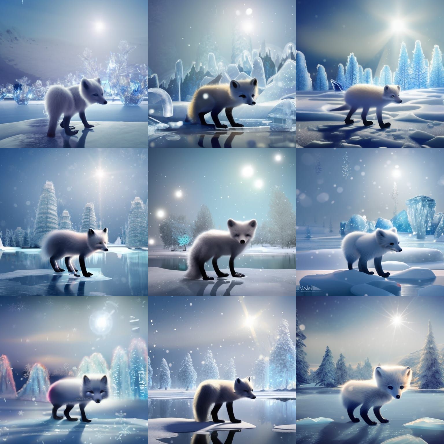 Adorable Arctic Fox in Snowy Winter Landscape