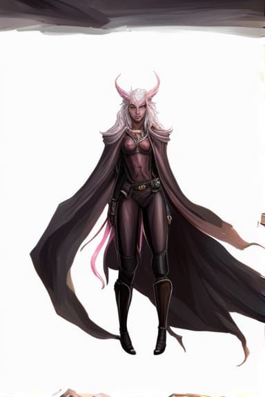 Tiefling with Wolf Features in Dystopian Fantasy Style