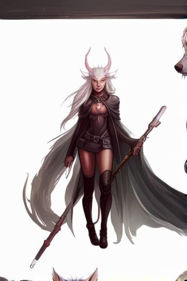 Female Tiefling Character with Wolf Features in Digital Art