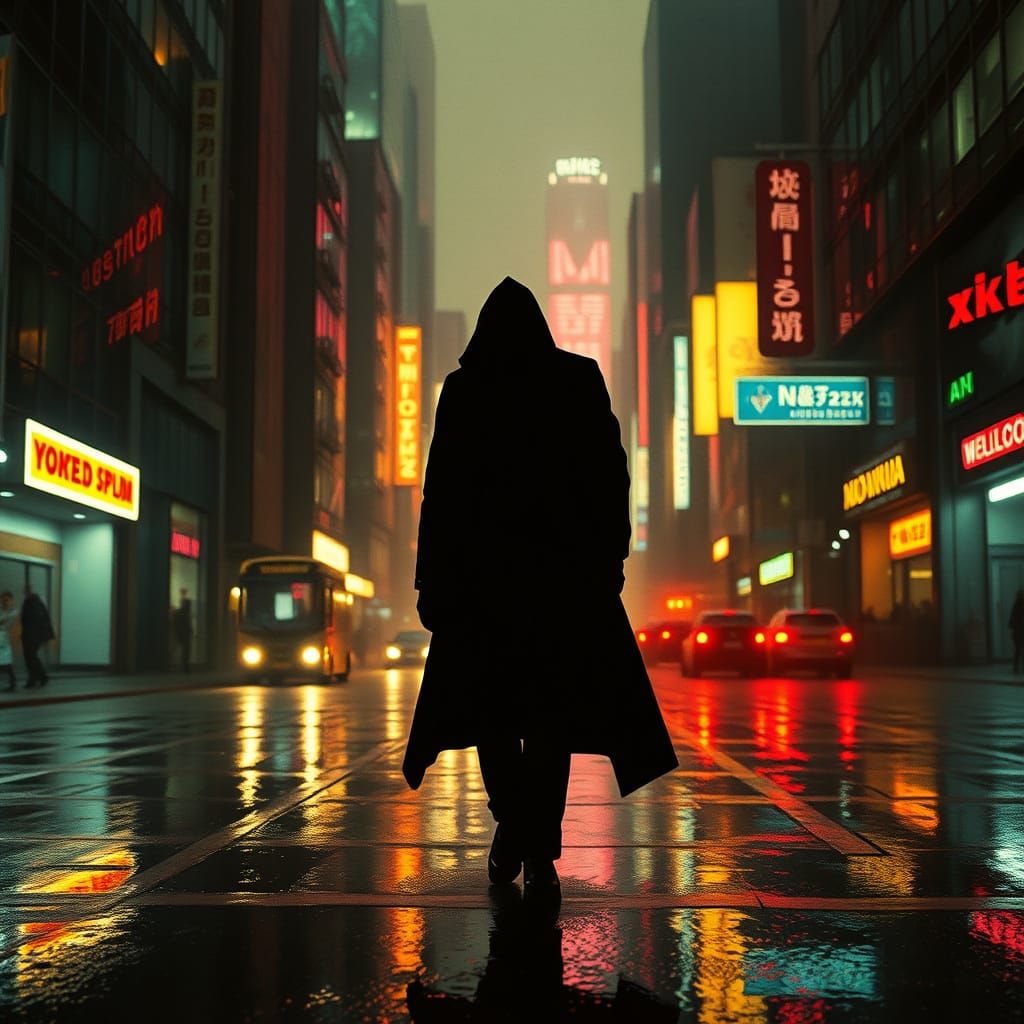 Gritty Dystopian Cityscape in Neon Shadows