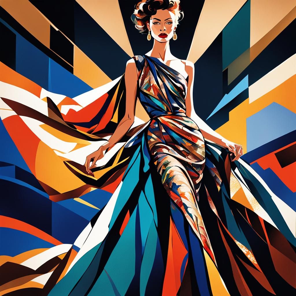 Elegant Woman in Evening Gown: Fashion Illustration