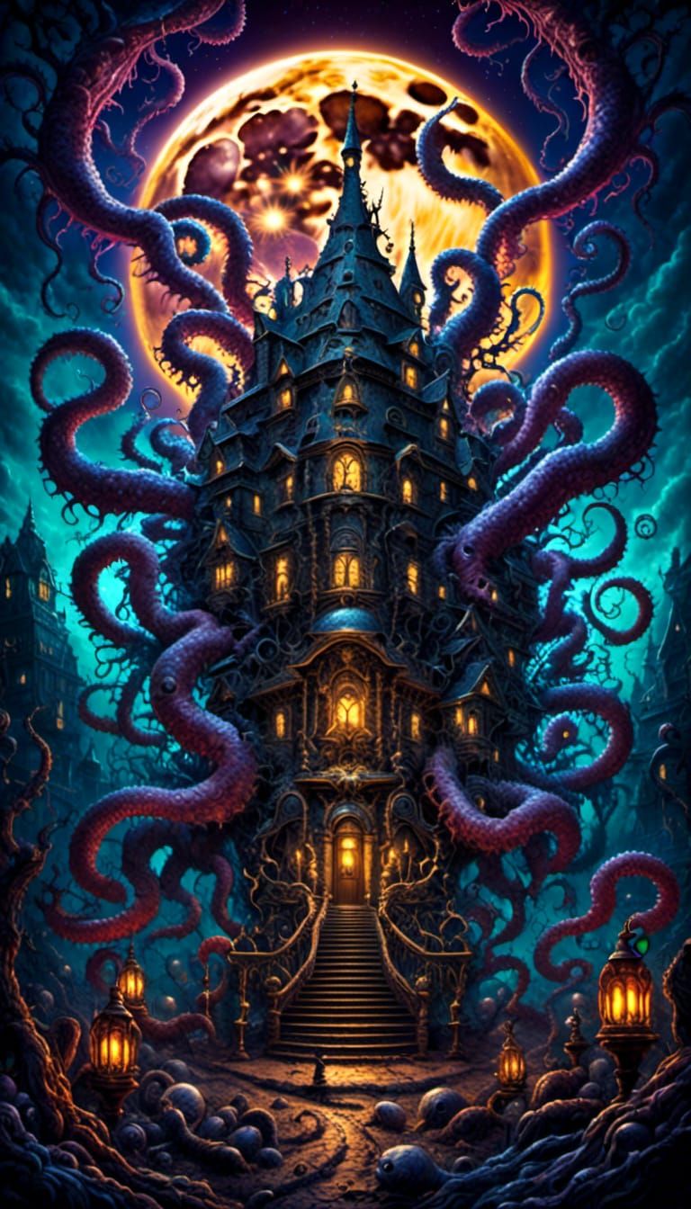 Eldritch Brain Flayer Under the Moon