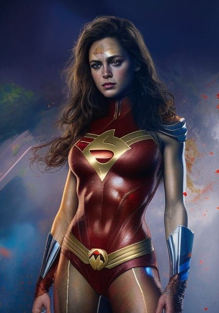 Detailed Portrait of Wonder Girl in Hypermaximalist Style