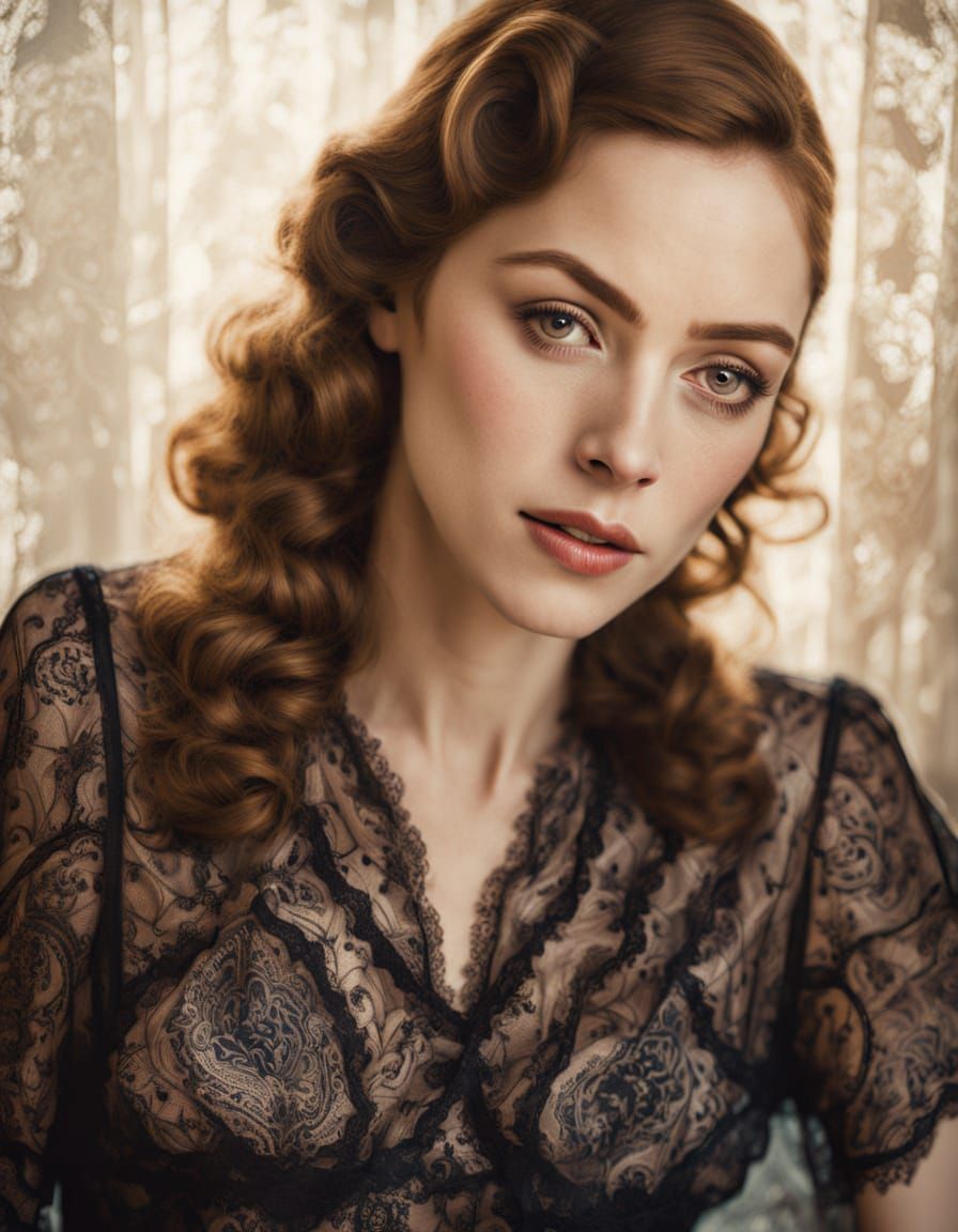 Elegant Woman in Nightgown: Vintage Art Deco Style