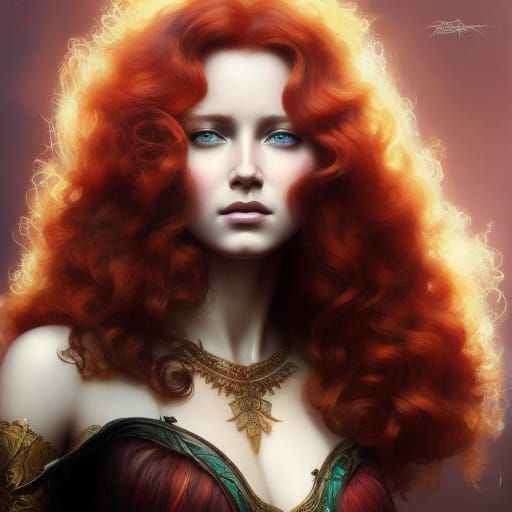 Red-Haired Fairy Queen: Detailed Digital Art