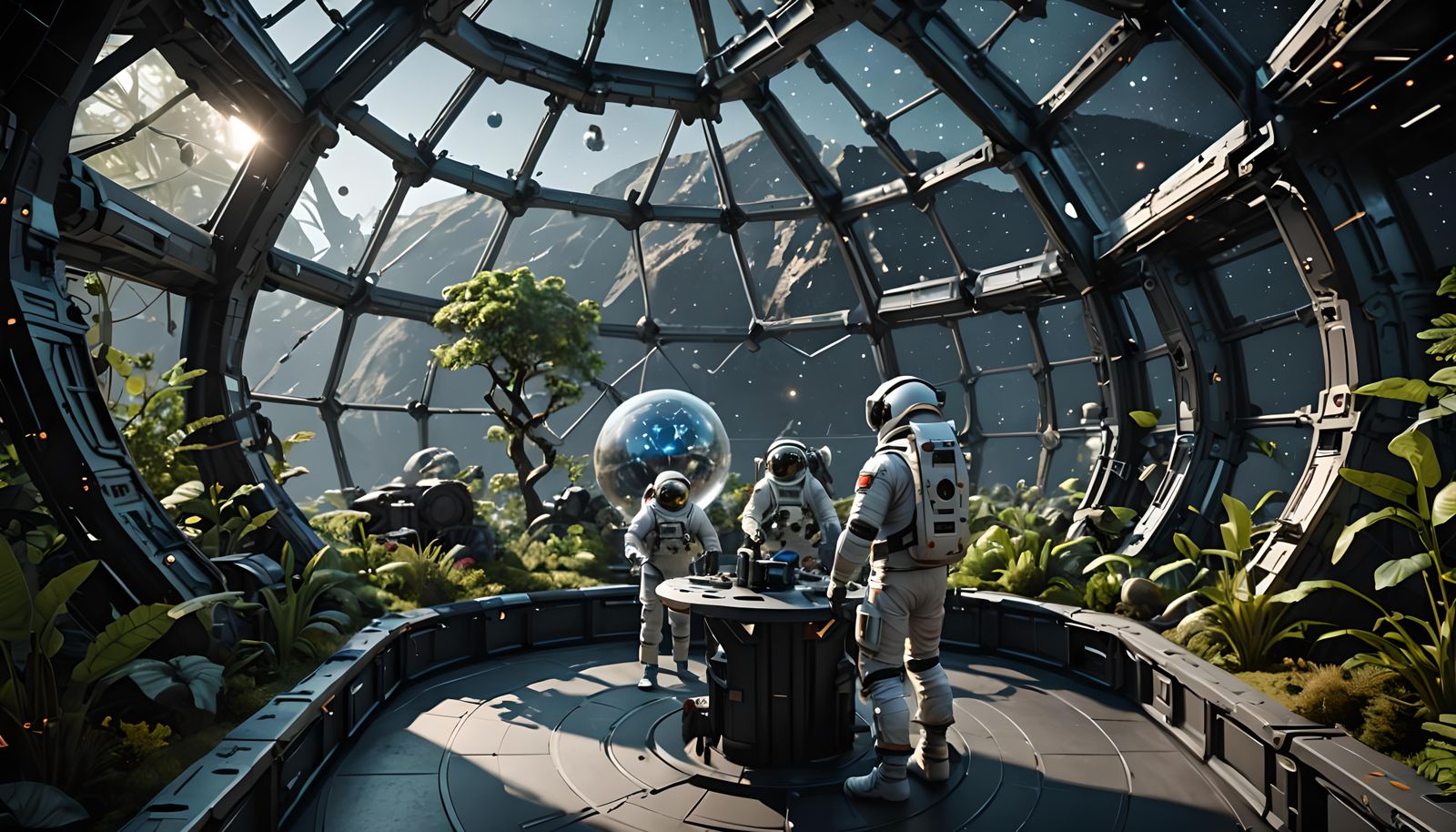 Astronaut Alchemists in Biosphere with Black Hole