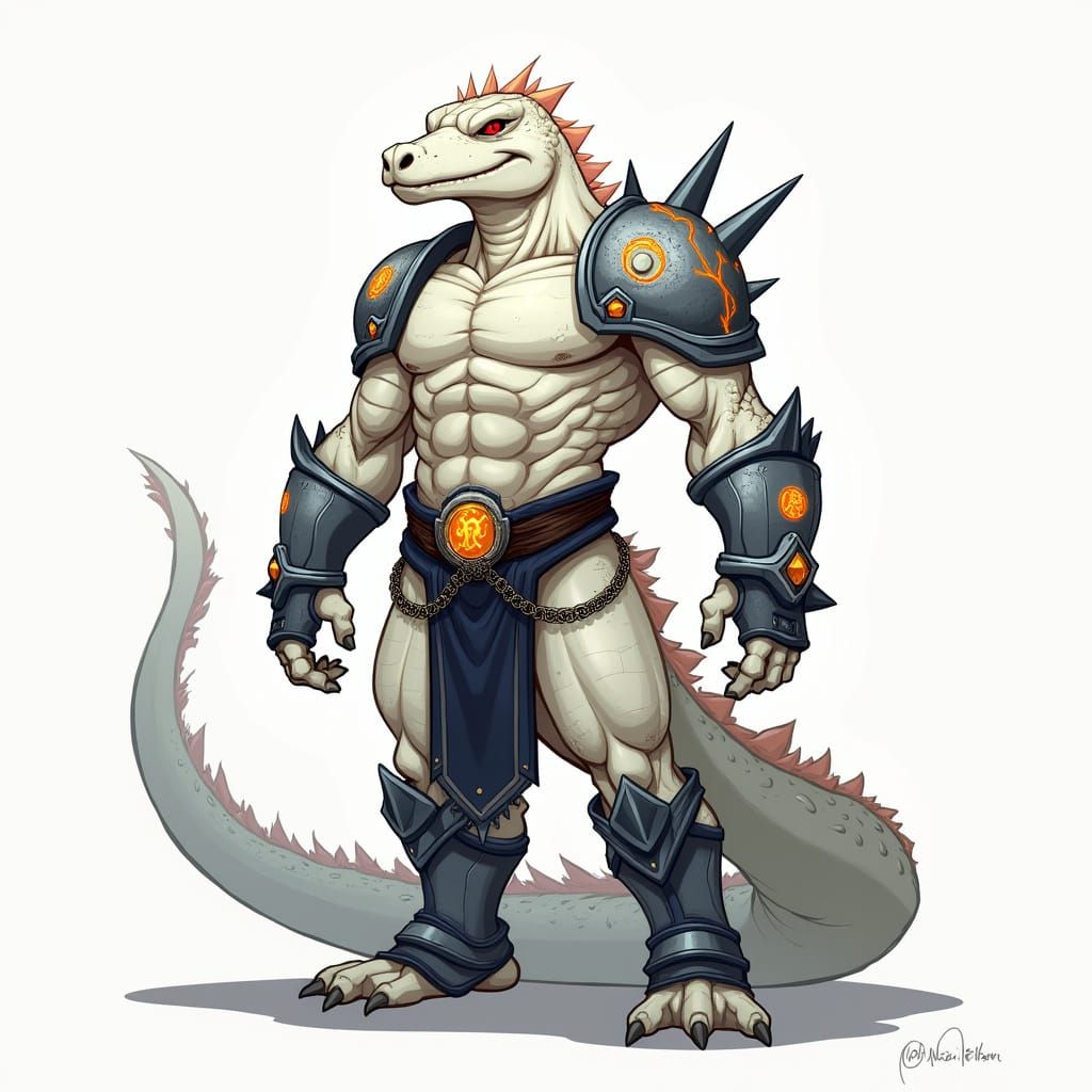 Albino Alligator Warrior in My Little Pony Style