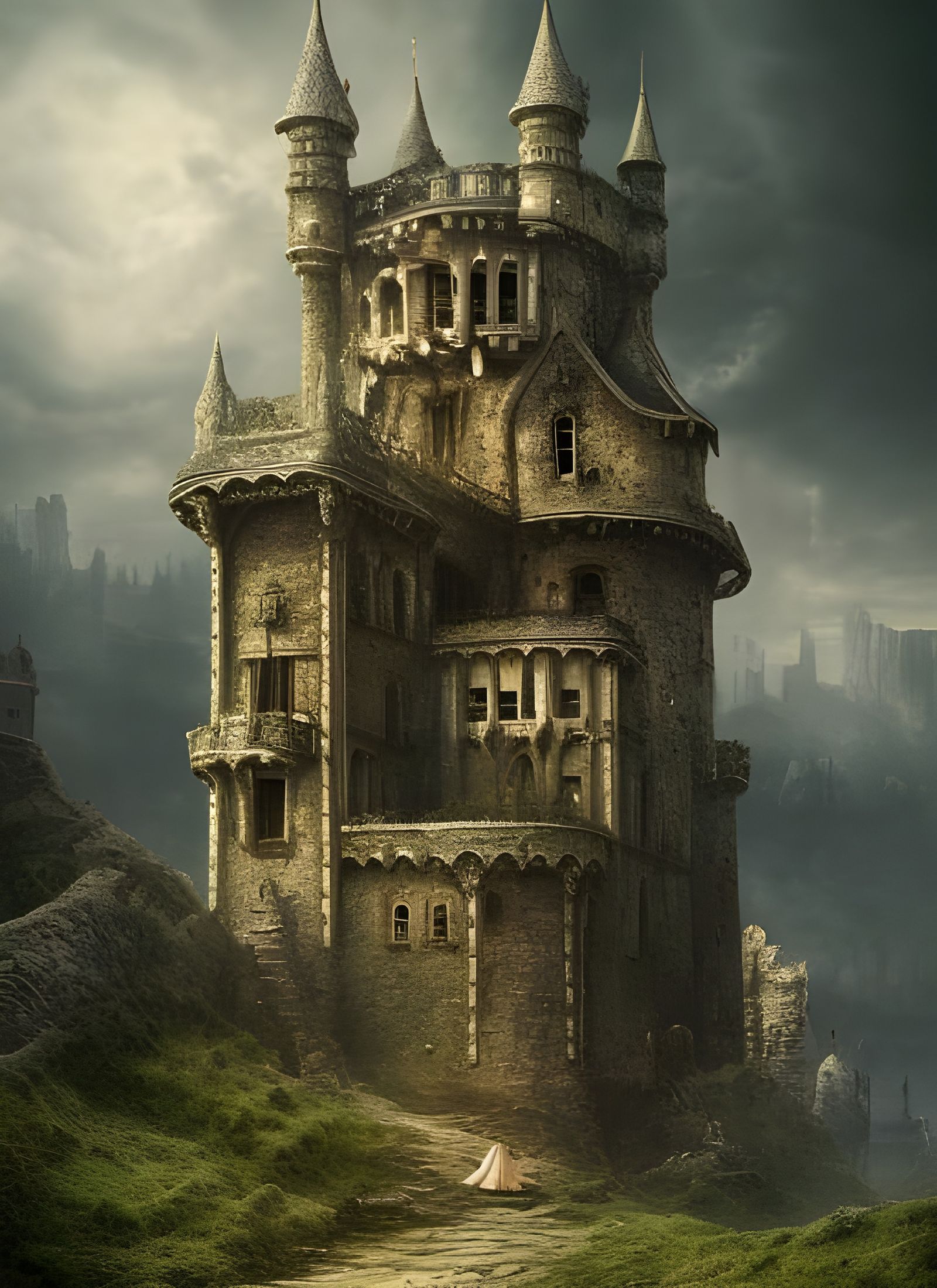 Mushroom Castle in Decaying Forest: Digital Matte Painting