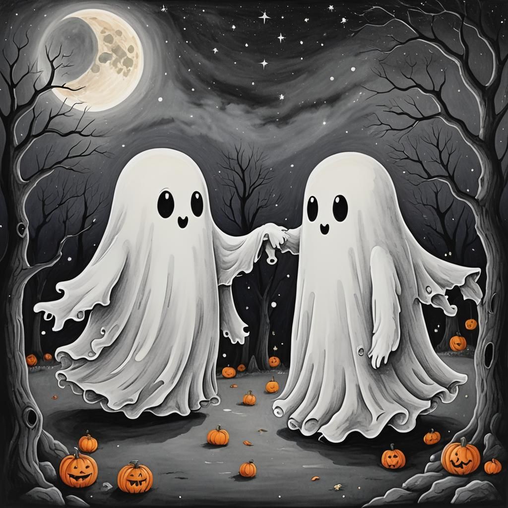 Cute Ghosts Search for Each Other on Halloween