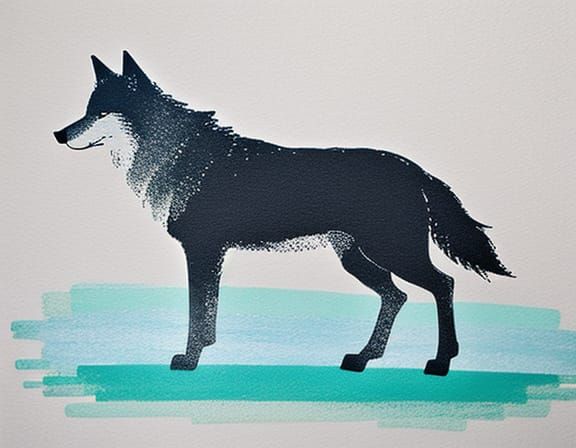 Minimalist Wolf Silhouette in Pastel Landscape