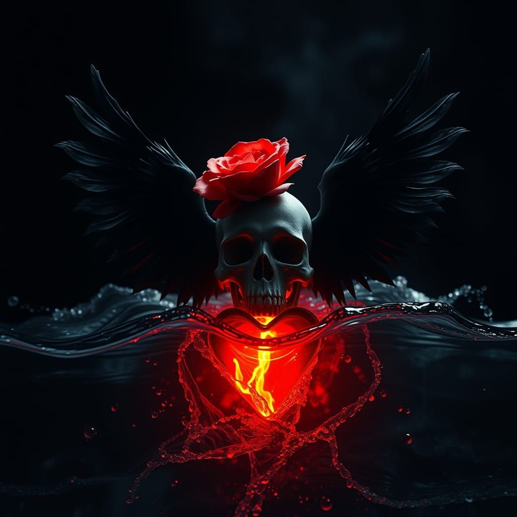Mystical Rose Dance in Fiery Vortex of Elements