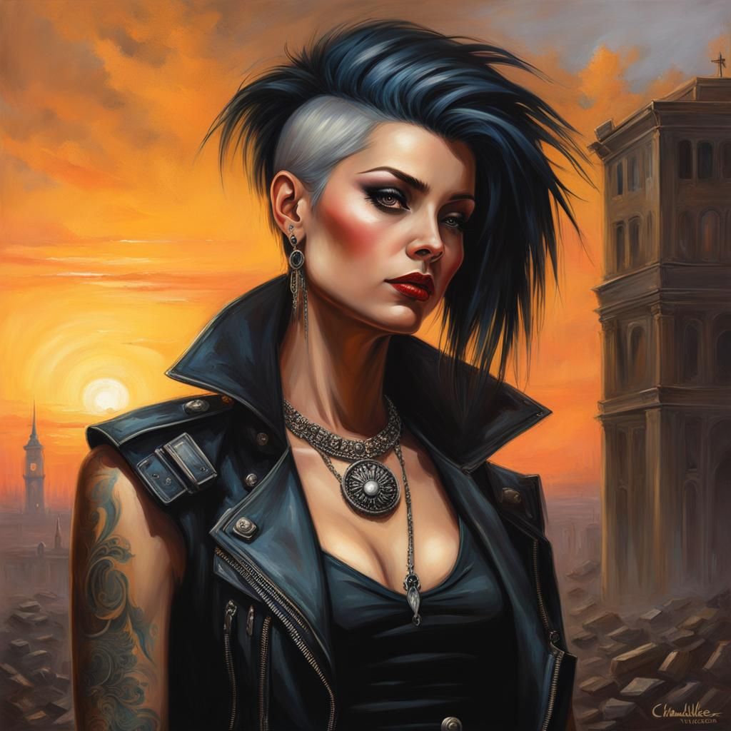 Punk Goth Woman in Abandoned Hospital