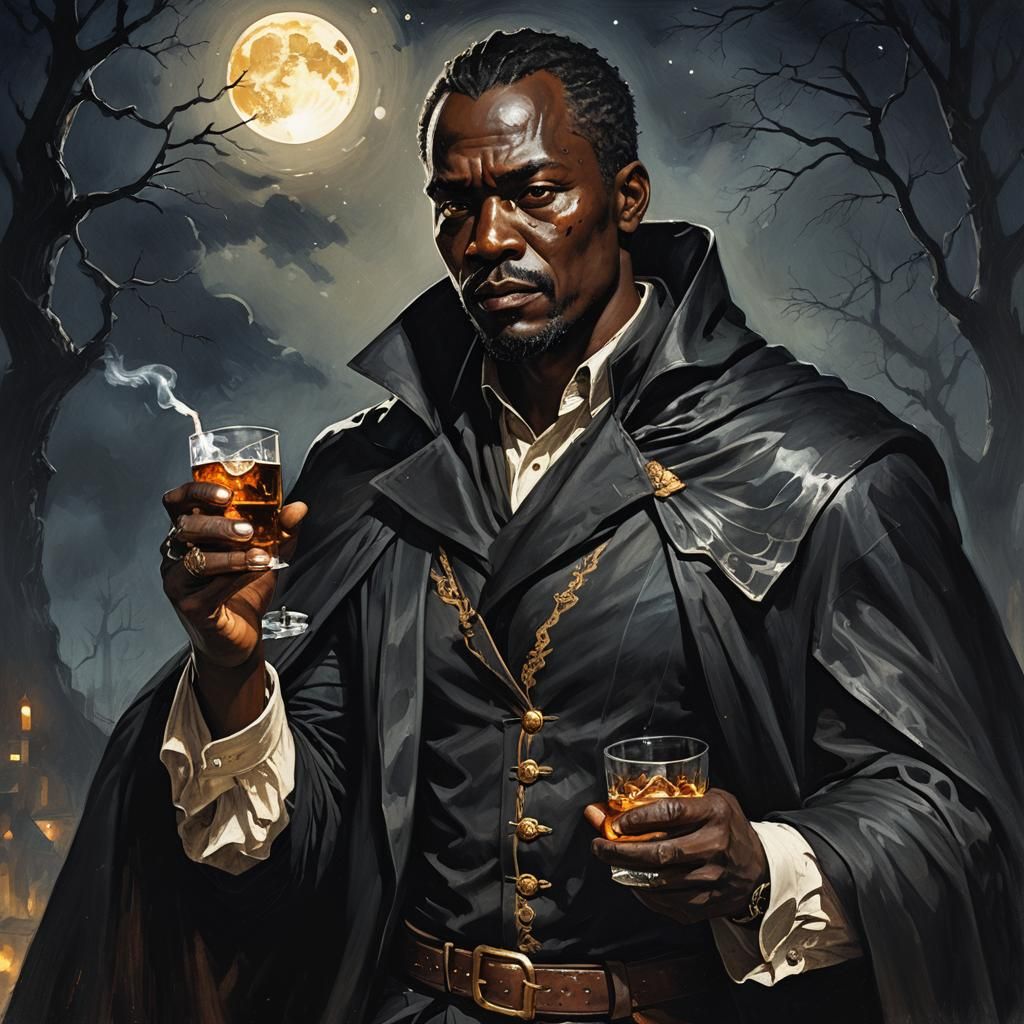 Angry Man with Cape in Dark Fantasy Style