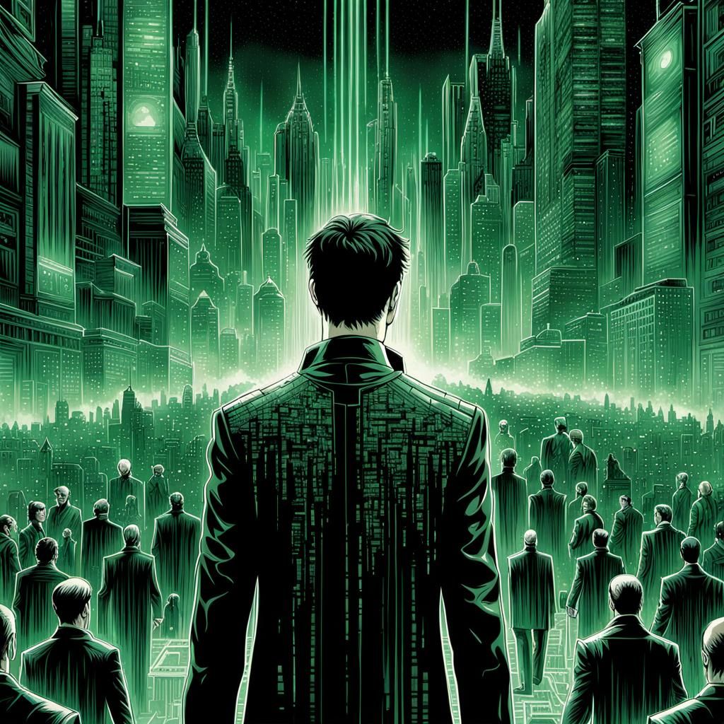 Intricate Comic Book Art Poster of The Matrix