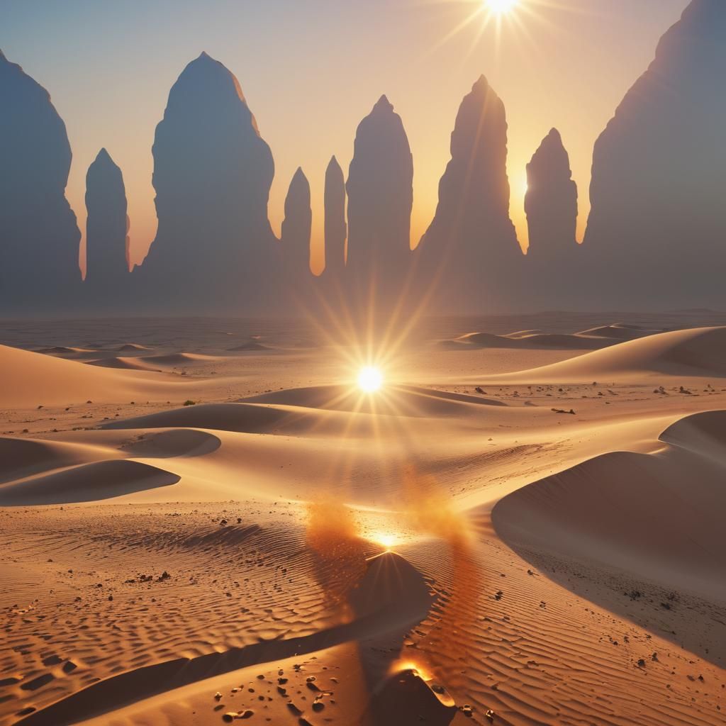 Hyperrealistic Arabian Desert at Golden Hour