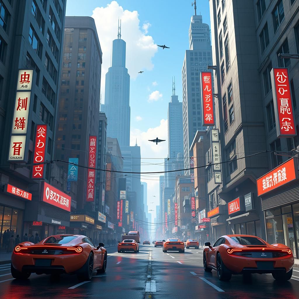 Cyberpunk Cityscape: Futuristic Metropolis in Anime Style