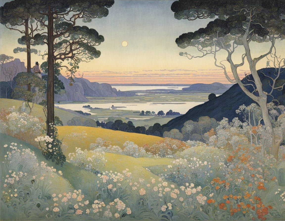 Dreamy Whimsical Landscapes in a Watercolor Style