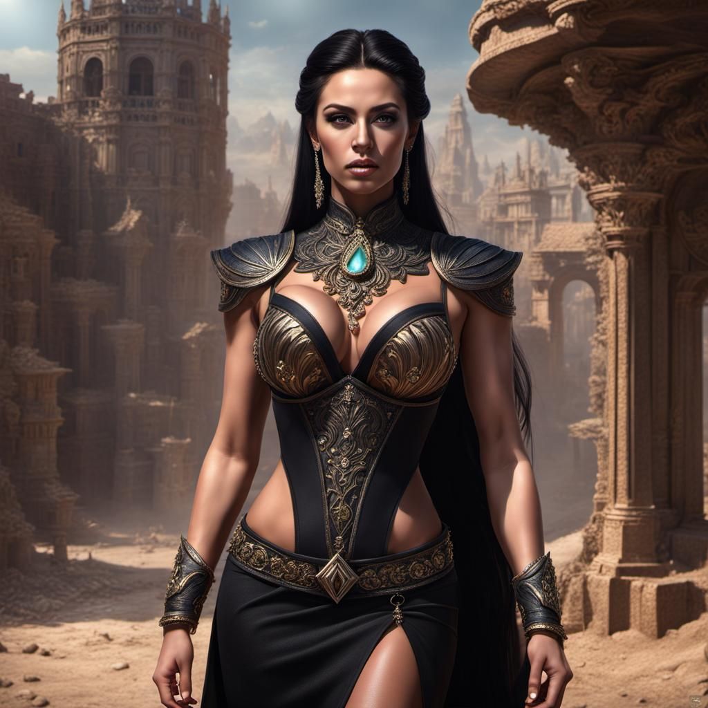 Eerie Dark Fantasy Portrait of Muscled Woman