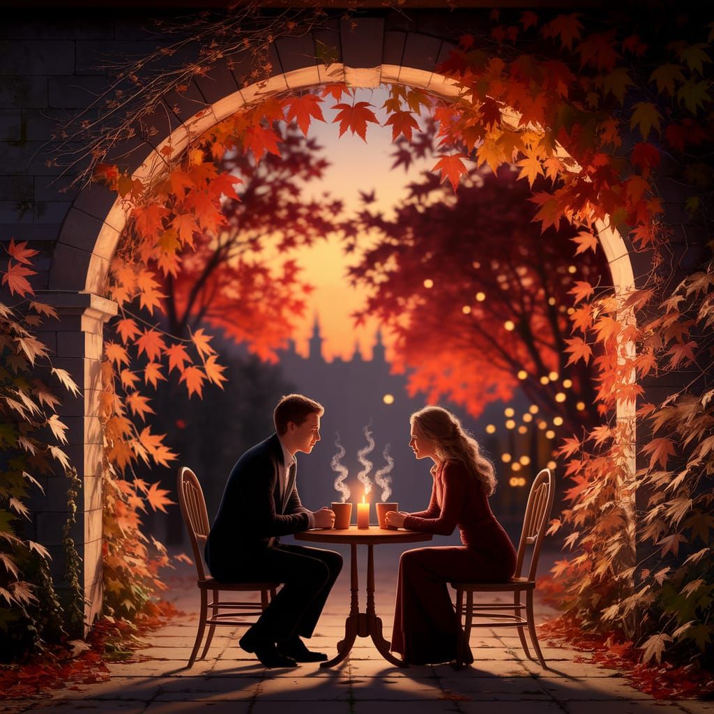 Cozy Autumn Date Night Digital Painting