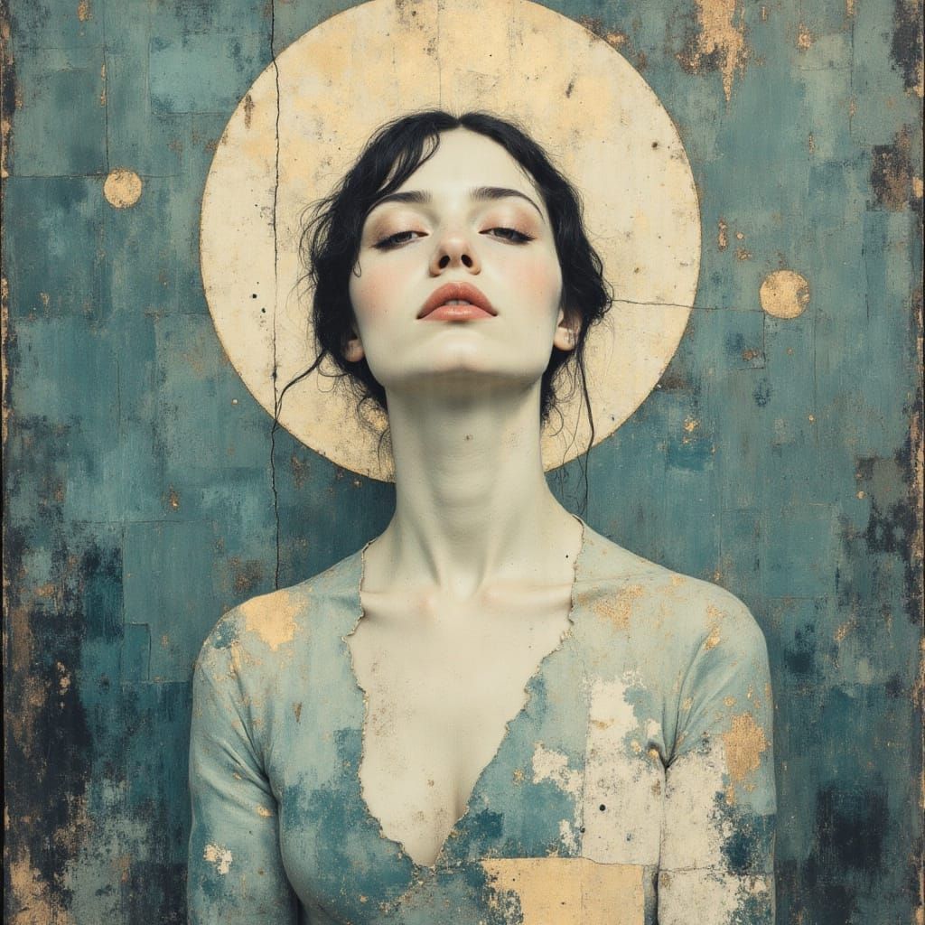 Androgynous Figure with Halo in Pastel Colors