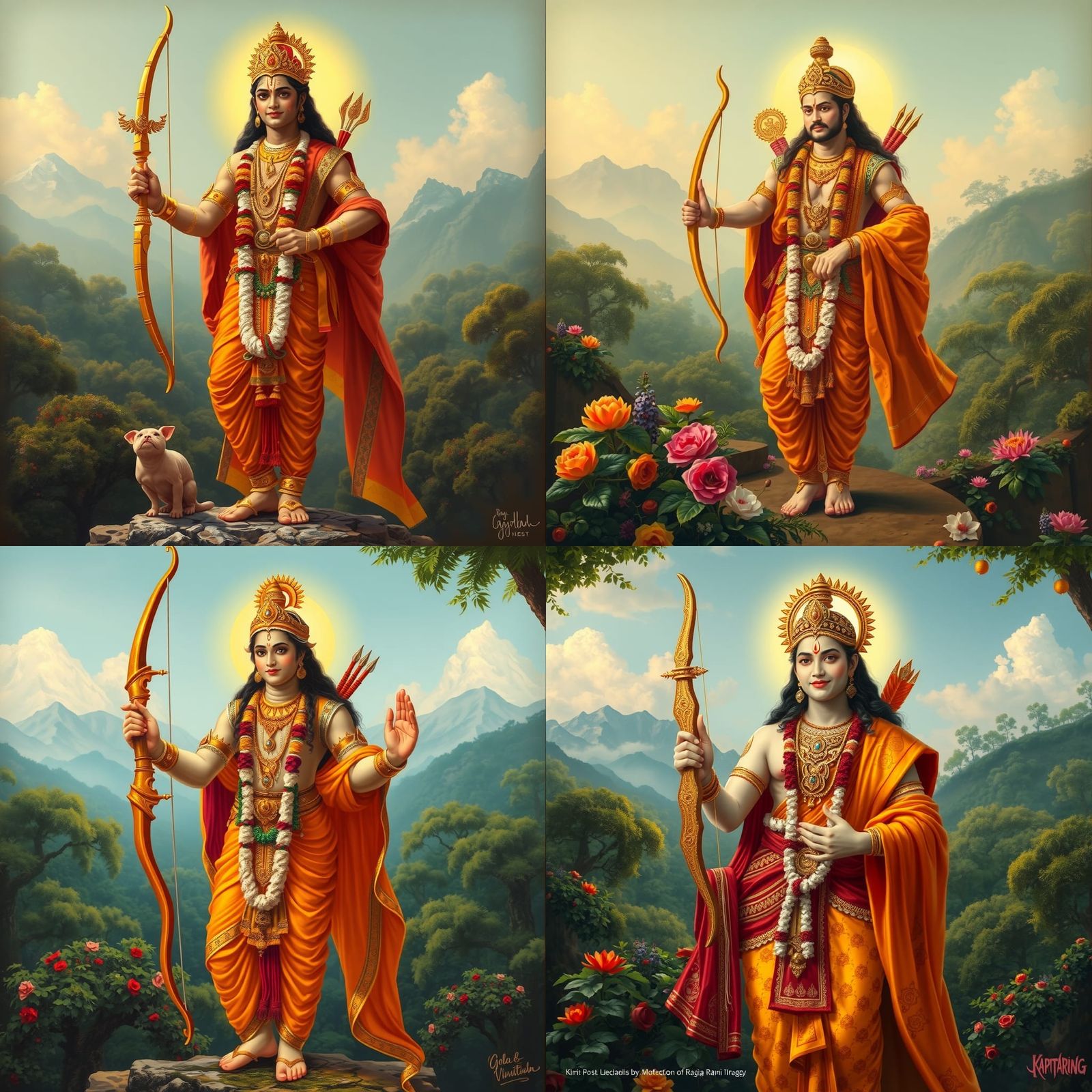 Lord Ram in Classical Indian Painting Style